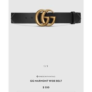 Gucci Black Leather Marmount Wide Belt Size 80